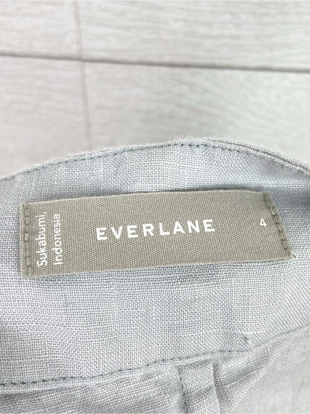 EVERLANE Linen Apron Tank Top Sky 4 Blue Grey Cropped Crop Summer Casual - Picture 6 of 11